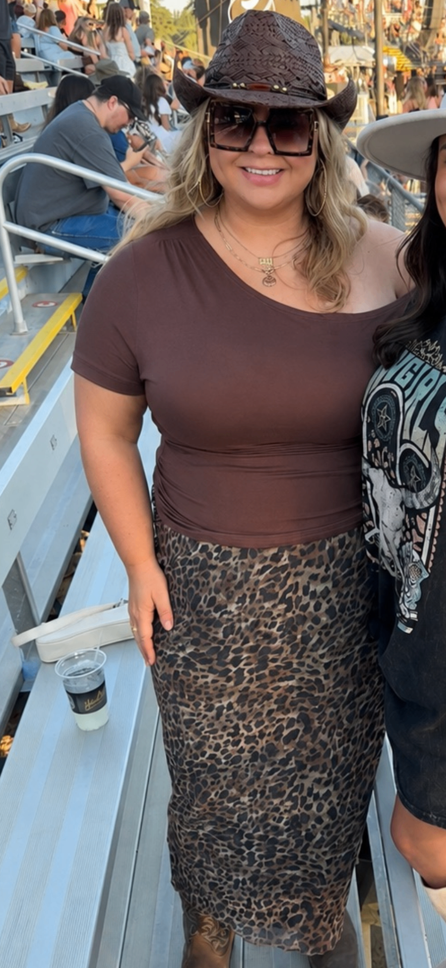 Nicolette in a cheetah print outfit
